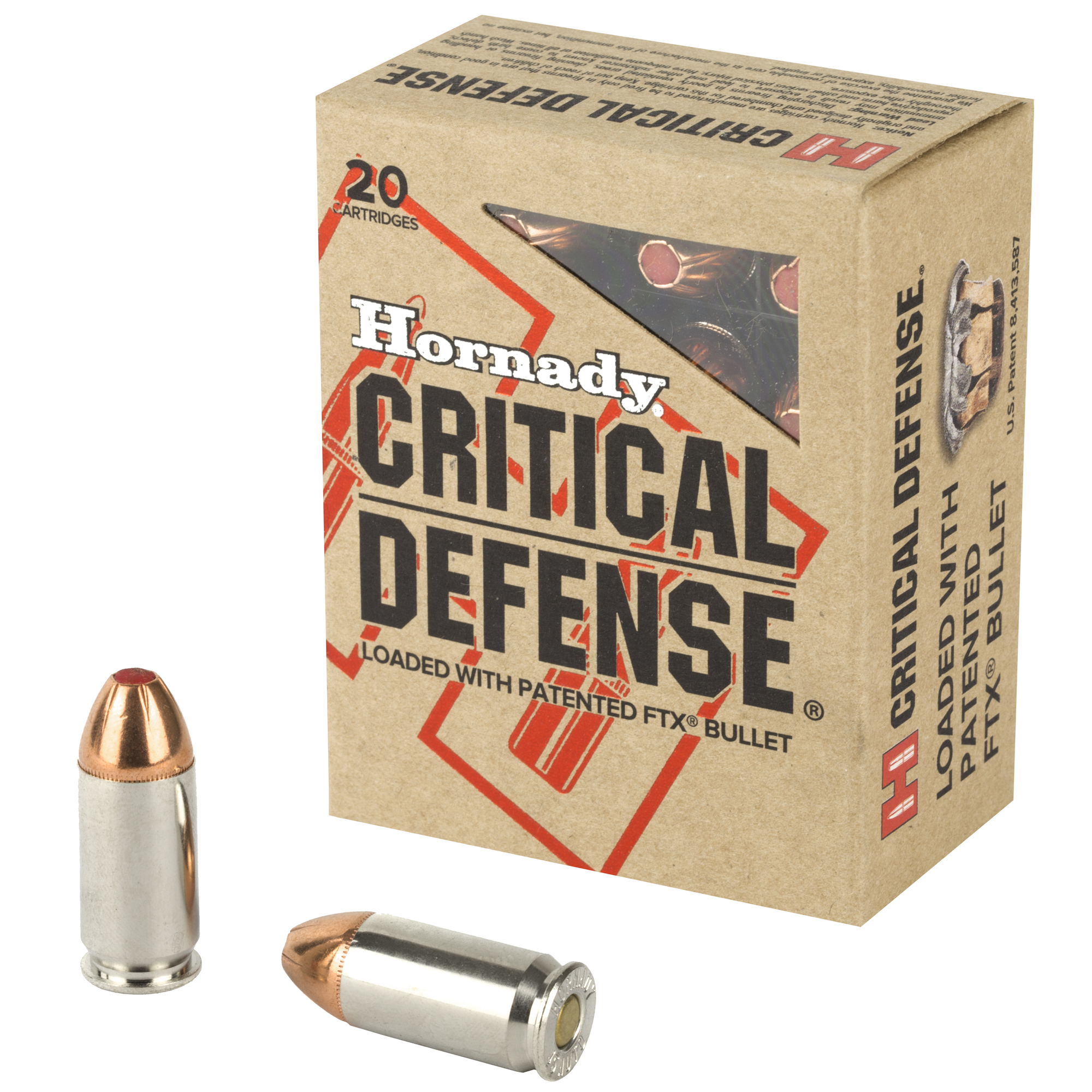 Hornady Critical Defense Handgun Ammo .45 ACP 185 gr FTX 1000 fps 20/ct
