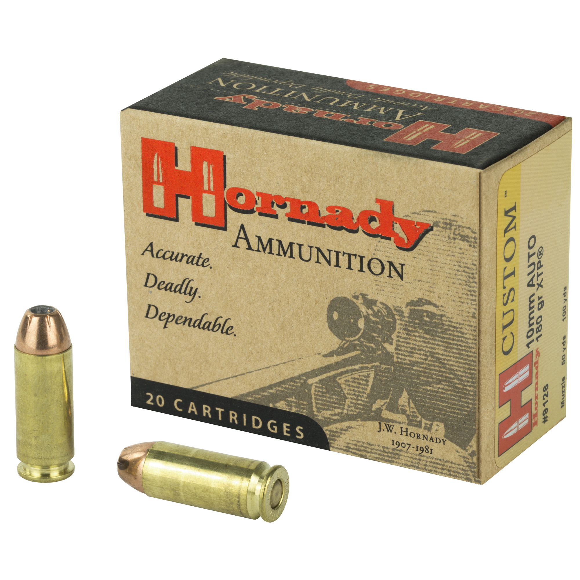 Hornady Custom Handgun Ammunition 10mm 180 gr XTP 1275 fps 20/ct