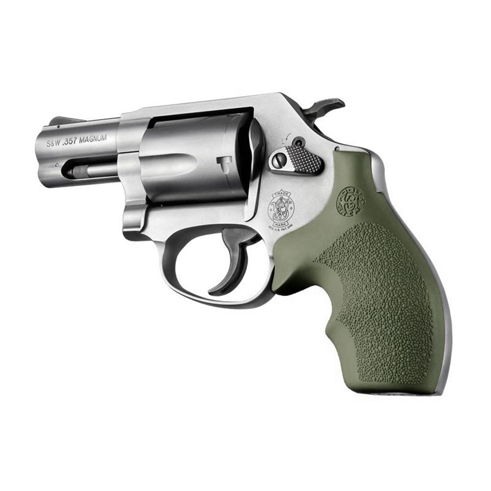 Hogue Inc. Hogue Overmolded Rubber Bantam Grip S&W Round Butt J-Frame Revolvers OD Green