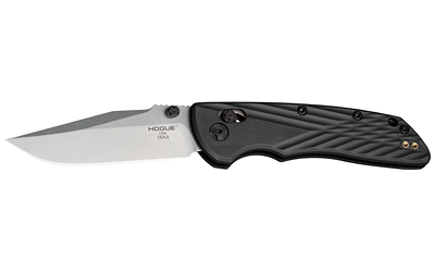 Hogue Deka Manual Folder Knife 3 1/4" Clip Point Blade Black With Thumb Studs
