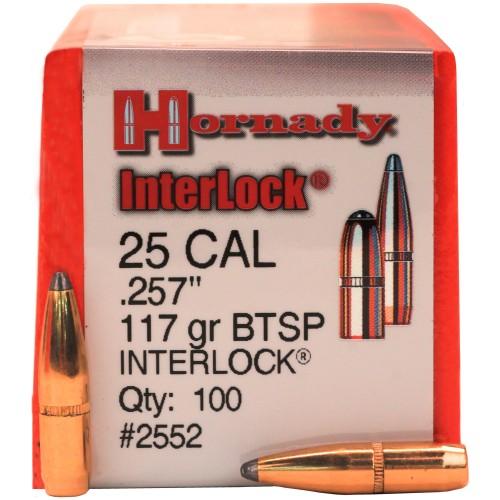 Hornady Mfg Hornady InterLock Bullets .25 cal .257" 117 gr BTSP 100/ct