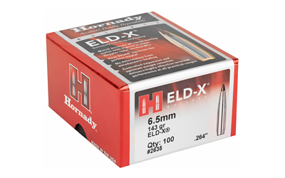 Hornady ELD-X Bullets with Heat Shield Tip 6.5mm .264" 143 gr 100/ct Hornady ELD-X Bullets with Heat Shield Tip 6.5mm .264" 143 gr 100/ct
