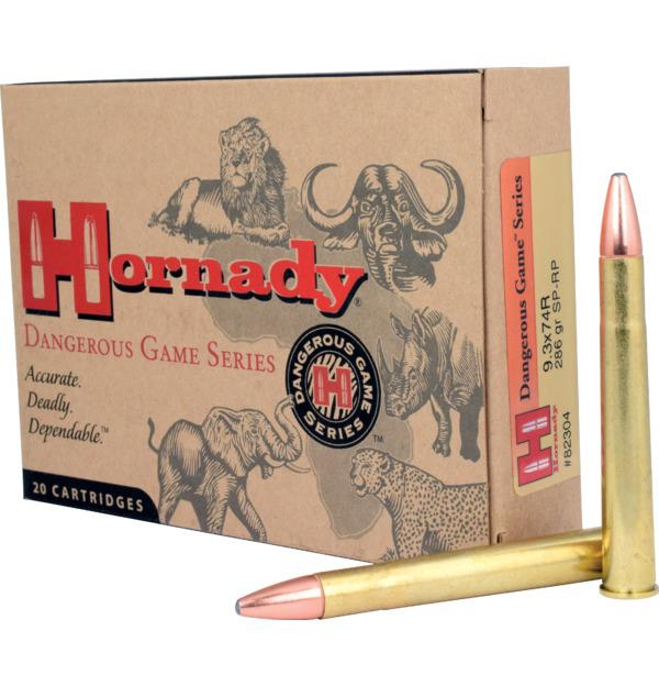 Hornady Mfg Hornady Dangerous Game Rifle Ammunition 9.3x74R 286 gr SP-RP 2360 fps 20/ct