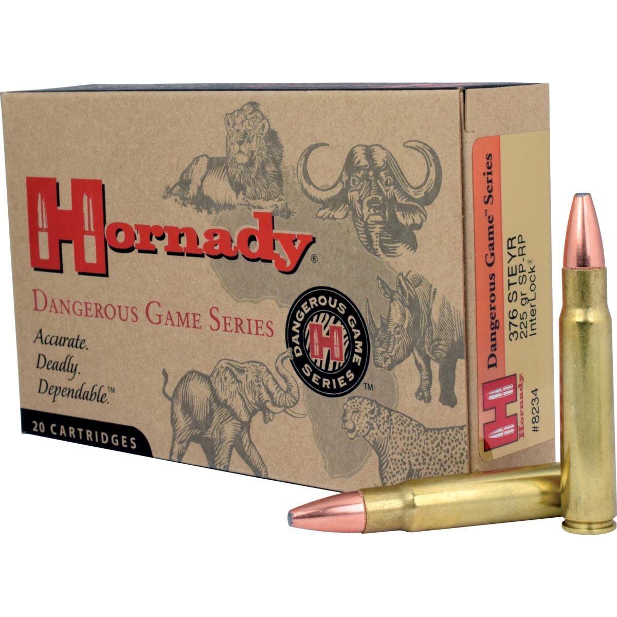 Hornady Mfg Hornady Dangerous Game Rifle Ammunition .376 Steyr 225 gr SP 2600 fps 20/ct