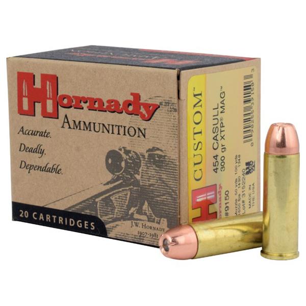 Hornady Mfg Hornady Custom Handgun Ammunition .454 Casull 300 gr XTP-Mag 1650 fps 20/ct