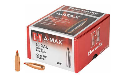Hornady A-MAX Rifle Bullets .30 cal .308" 168 gr A-MAX 100/ct