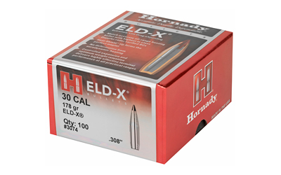Hornady ELD-X Bullets with Heat Shield Tip .30 cal .308" 178 gr 100/ct Hornady ELD-X Bullets with Heat Shield Tip .30 cal .308" 178 gr 100/ct