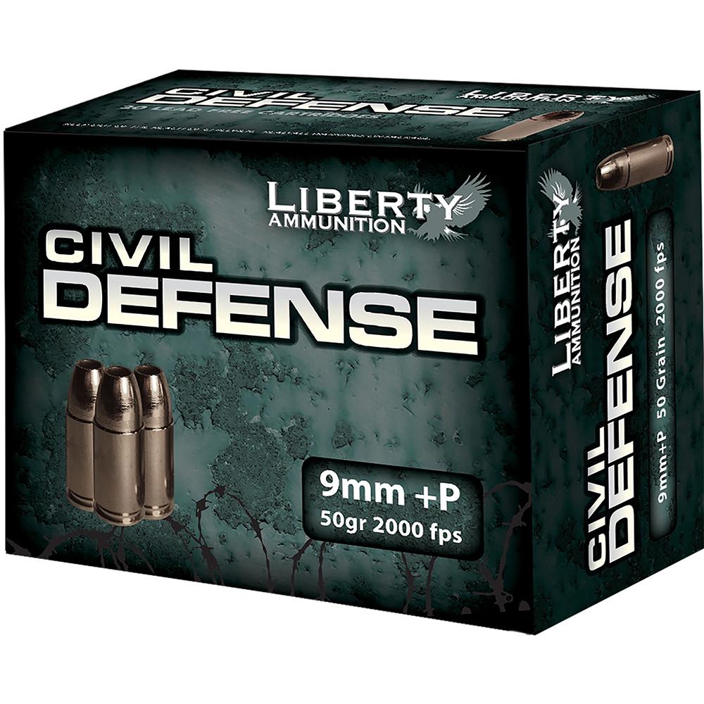 Liberty Ammunition Liberty Civil Defense Handgun Ammunition 9mm (+P) 50gr SCHP 2000 fps 20/ct