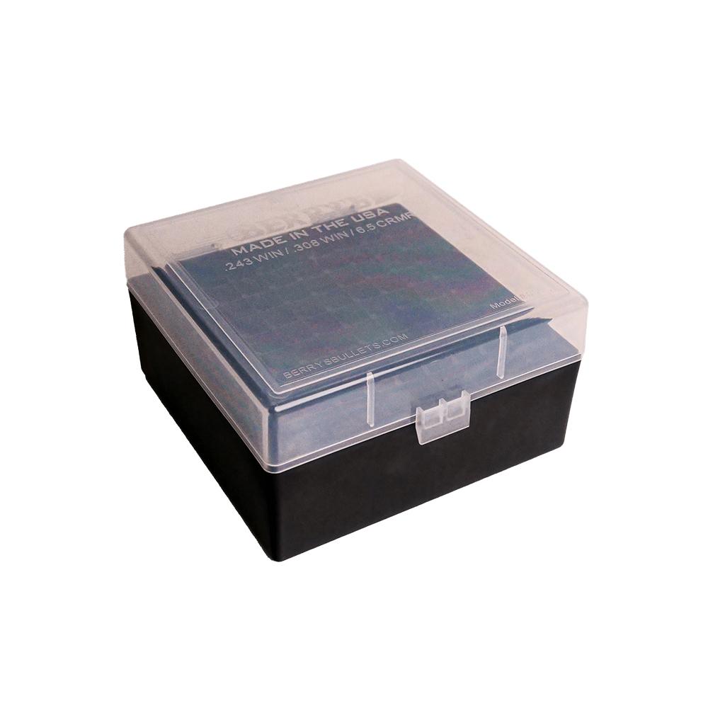 Berry's Mfg Berry's 009 Ammo Box .243/6.5/.308 Black with Clear Lid 100/ct