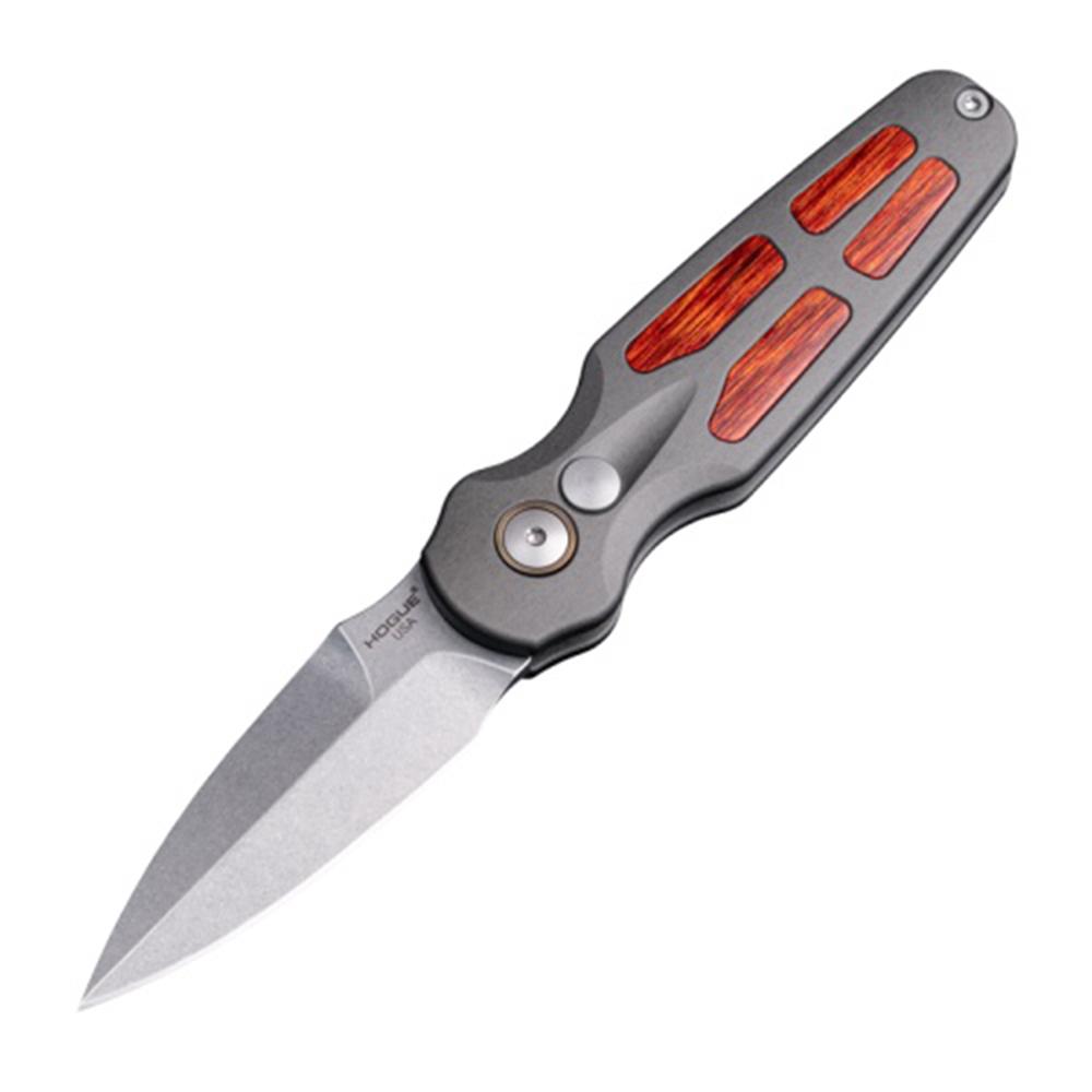 Hogue Knife Hogue Ballista II Automatic Folder Knife 2-3/5 Spear Point Blade Grey with Cocobolo