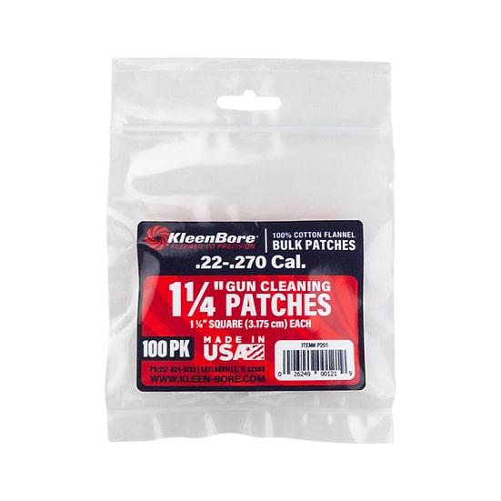 Kleen Bore KleenBore Cotton Patches 1 1/4" Square .22-.270 Cal 100/ct