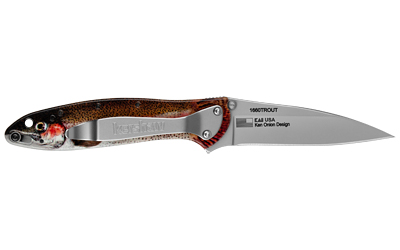 Kershaw Leek Folding Knife 3" Drop Point Blade Rainbow Trout Kershaw Leek Folding Knife 3" Drop Point Blade Rainbow Trout