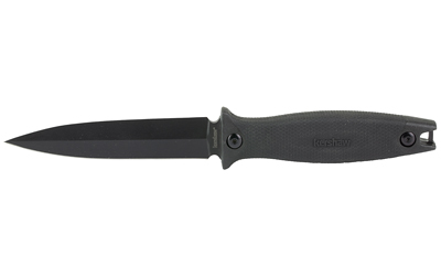 Kershaw Secret Agent Fixed Boot Knife 4-2/5" Spear Point Black with Sheath