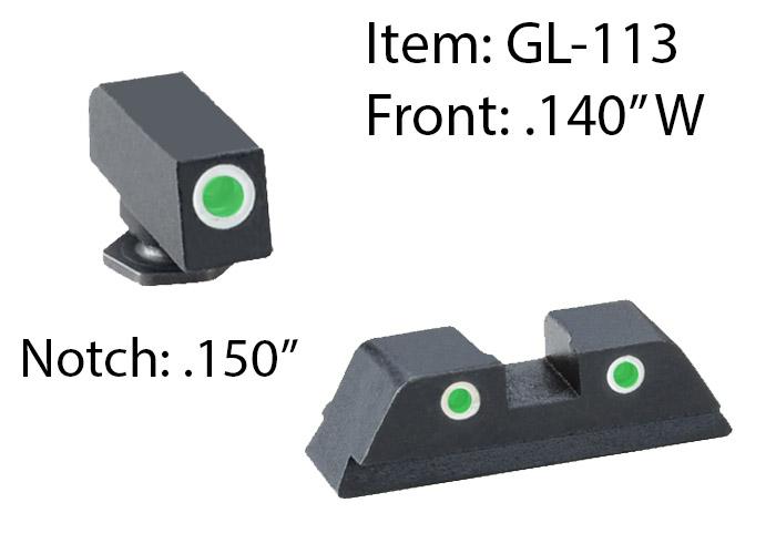 AmeriGlo Classic Style 3-Dot Night Sight Set for Select Glocks / Front Tritium - Green /
