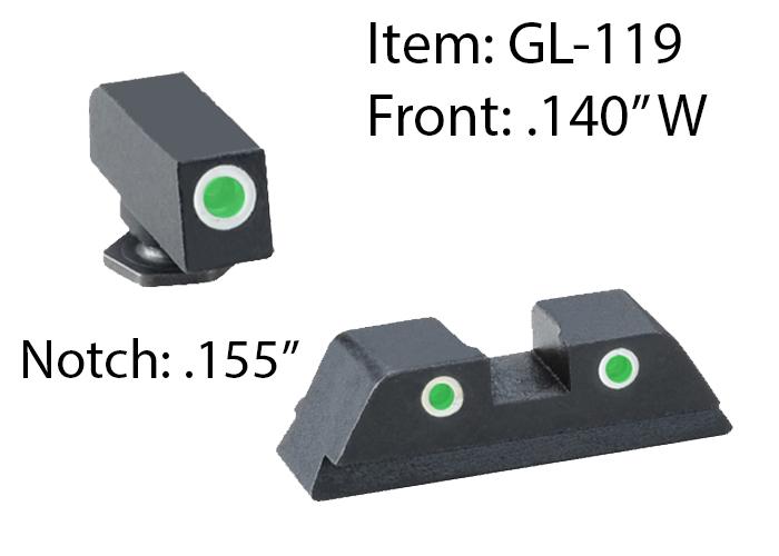 AmeriGlo Classic Tritium Night Sight Set 3-Dot for Glock 20 21 29 30 31 32 36 40 41