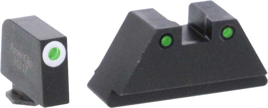 AmeriGlo Green Tritium Round Outline White .315/black .392 for Glock TallSuppressor