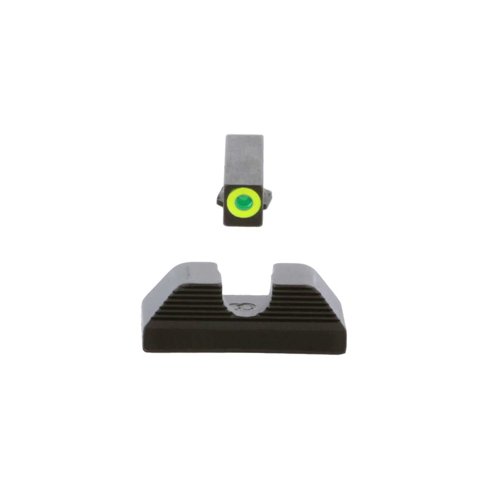AmeriGlo UC Set for Glock Green Tritium LimeLumi outline Front Black U Rear