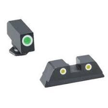 AmeriGlo Green YellowTritium 3 dot sight set white outlines for Glock 42-43