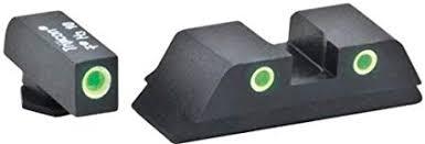 Ameriglo Green Tritium FRONT/REAR 3 dot sight set white outlines for Glock Gen 5
