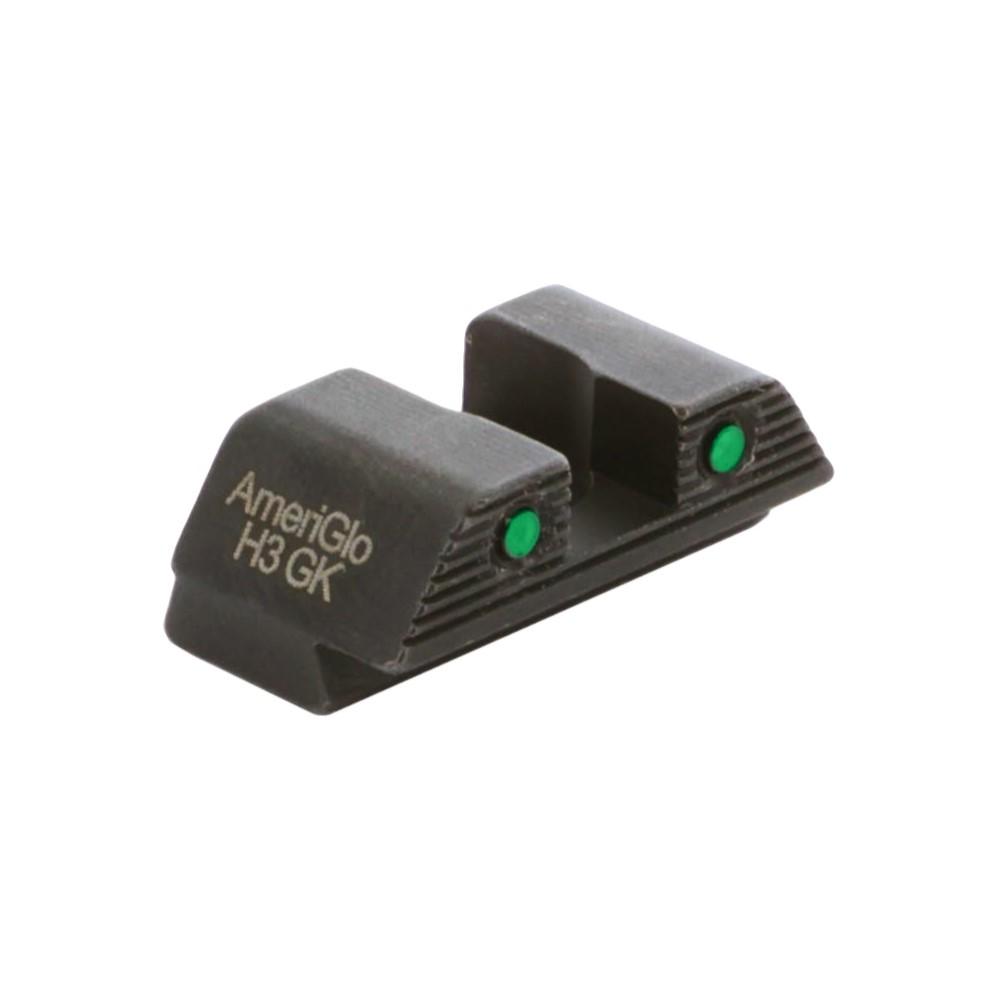 AmeriGlo Green Tritium 2-dot Black Outlines Rear Sight .256in H .165 Sq Notch Glock