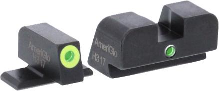 AmeriGlo Green Tritium Lime Green Lumi Outline/Green Single Dot for Sig #8 height