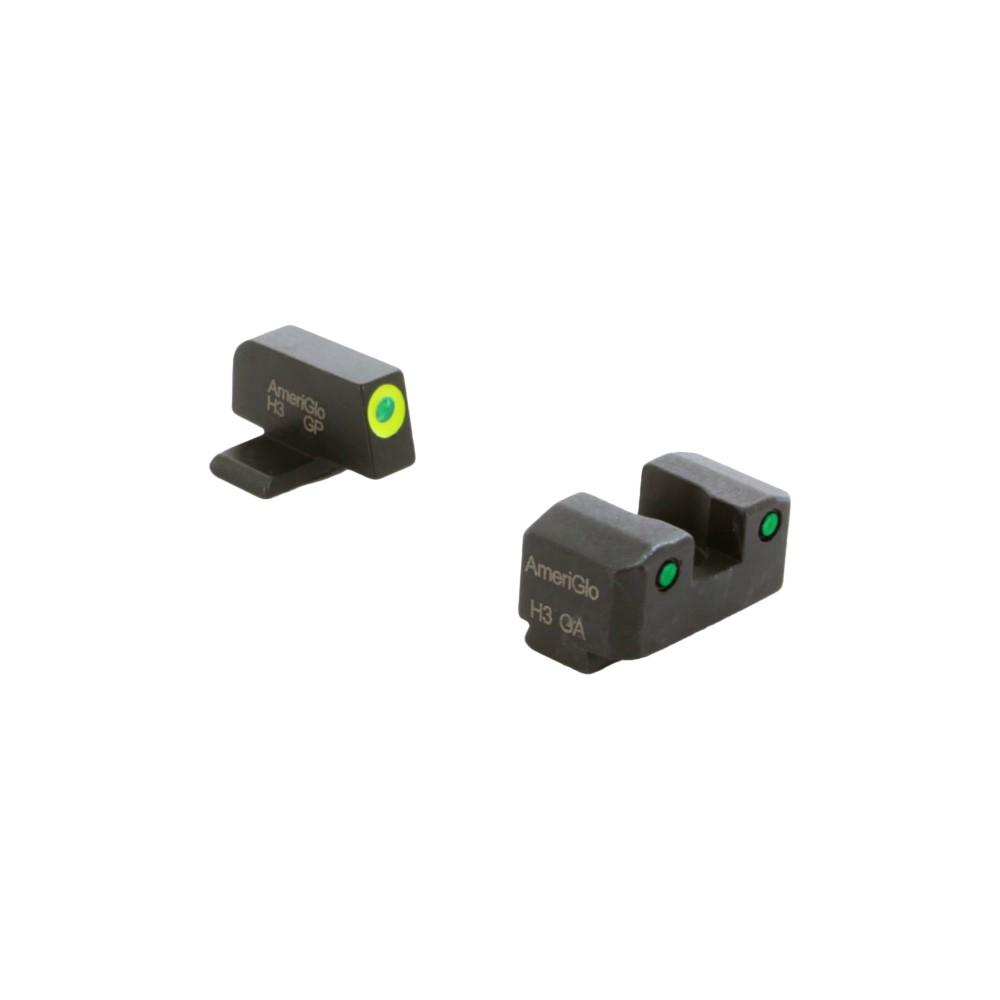 AmeriGlo Trooper Tritium Handgun Sight Set for Sig with #8 Front and #8 Rear Green Rear