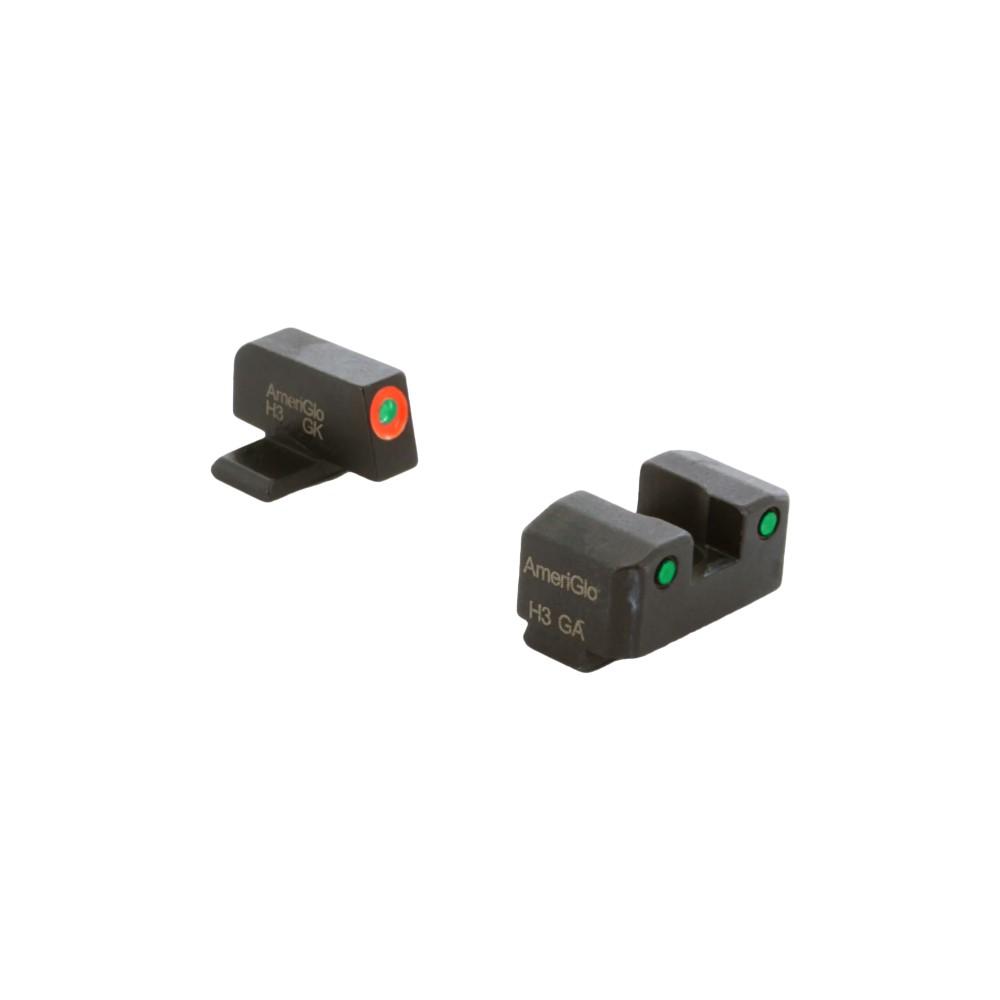 AmeriGlo Trooper Tritium Handgun Sight Set for Springfield XD Green Rear Green with