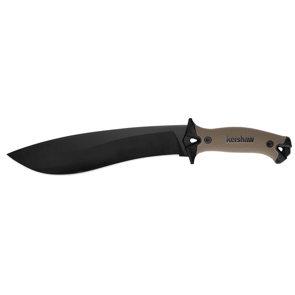 Kershaw Knives Kershaw Camp 10 Fixed Machete Knife 10" Recurve Blade Tan and Black
