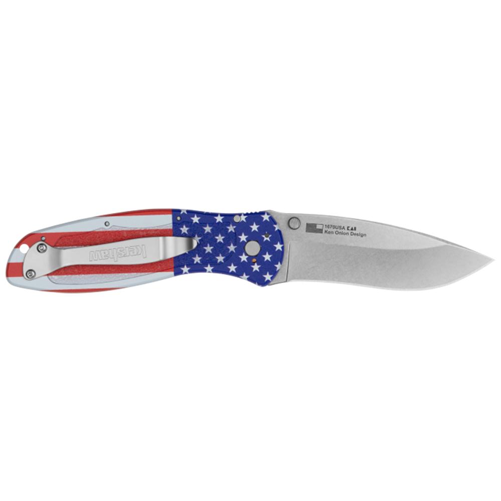 Kershaw Knives Kershaw Blur Folding Knife 3-2/5" Drop Point Blade USA Flag