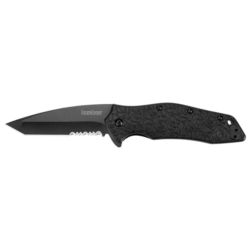 Kershaw Knives Kershaw Kuro Folding Knife 3-1/10" Partially Serrated American Tanto Blade Black
