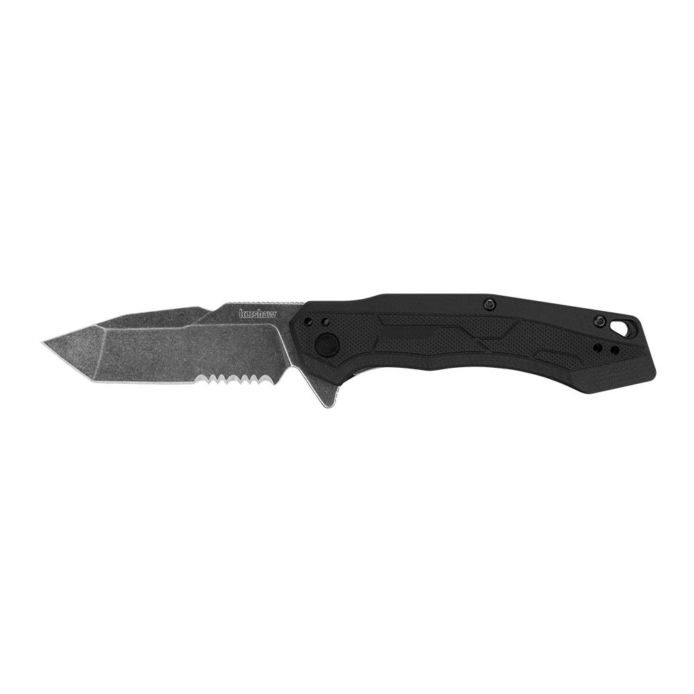 Kershaw Knives Kershaw Analyst Folding Knife 3-1/4" Partially Serrated Tanto Blade Black