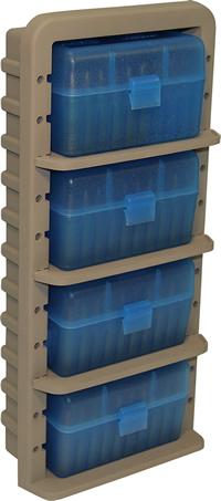Mtm Molded Products Company Mtm ARRS Ammo Rack with 4 RS-50-24 Ammo Boxes Clear Blue and Dark Earth