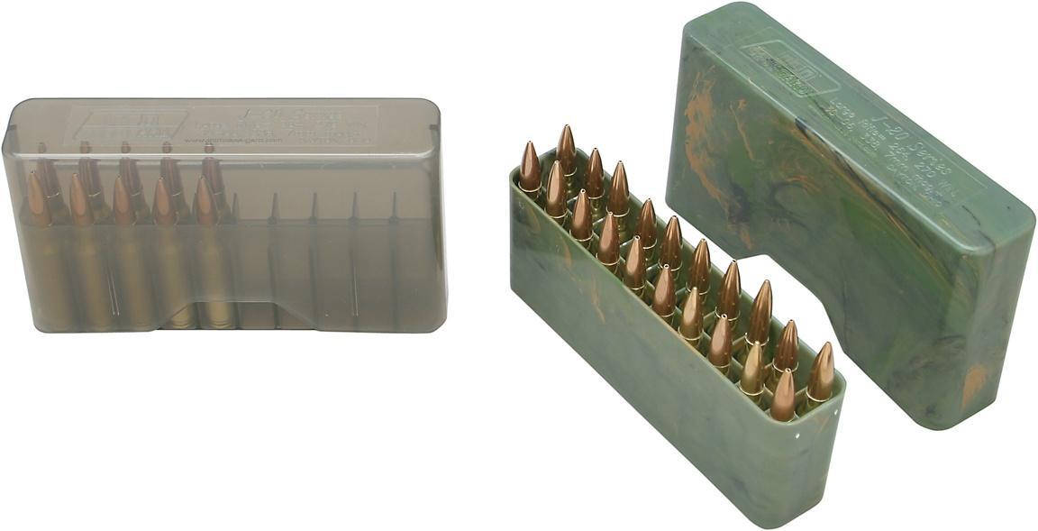Mtm Molded Products Company Mtm J-20 Slip Top Ammo Box for 22-250/243 WIN/7.62X39 20 Rounds Clear Green