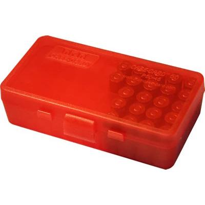 Mtm Molded Products Company Mtm Ammo Box 50 Round Flip-Top 9mm 380 ACP Clr-Red
