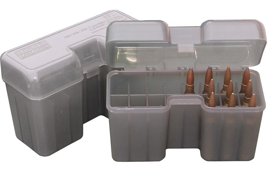 Mtm Molded Products Company Mtm Case-Guard RF-22 Series Flip Top Rifle Ammo Box Clear Smoke