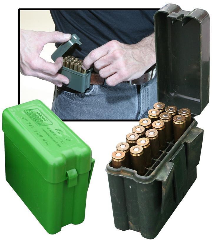 Mtm Molded Products Company Mtm Ammo Box 20 Rd Belt Style 300 Win Mag 45-70 7mm Rem Mag Green