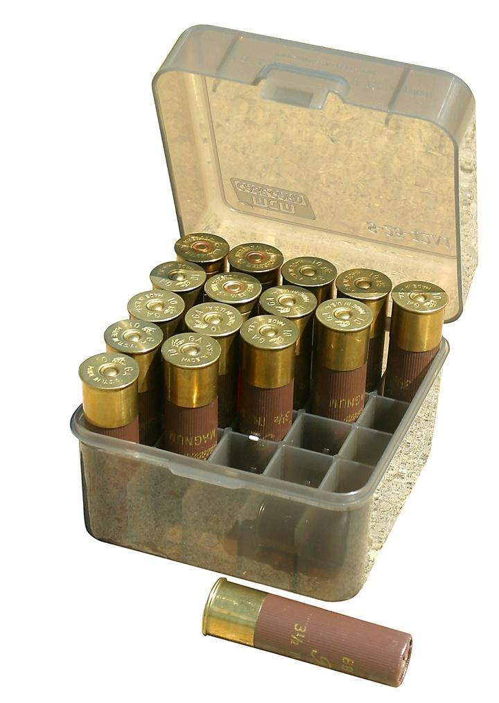 Mtm Molded Products Company Mtm Shotshell Box 25 Rd Flip-Top 10 12 Gauge Up To 3.5" Clr-Smoke