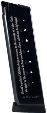 Mec-Gar Usa Inc Mec-Gar 1911 .45 Acp 8 Rd 2A Engraved Polymer Base Blued Finish Magazine