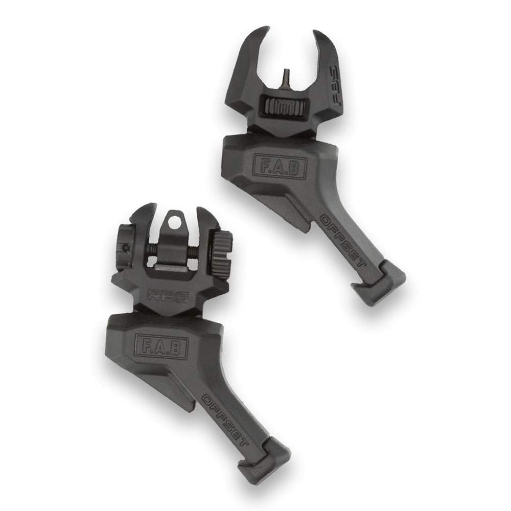 FAB DEFENSE INC. FAB Front And Rear Set of Offset Flip-Up Sights - Right Hand - Black