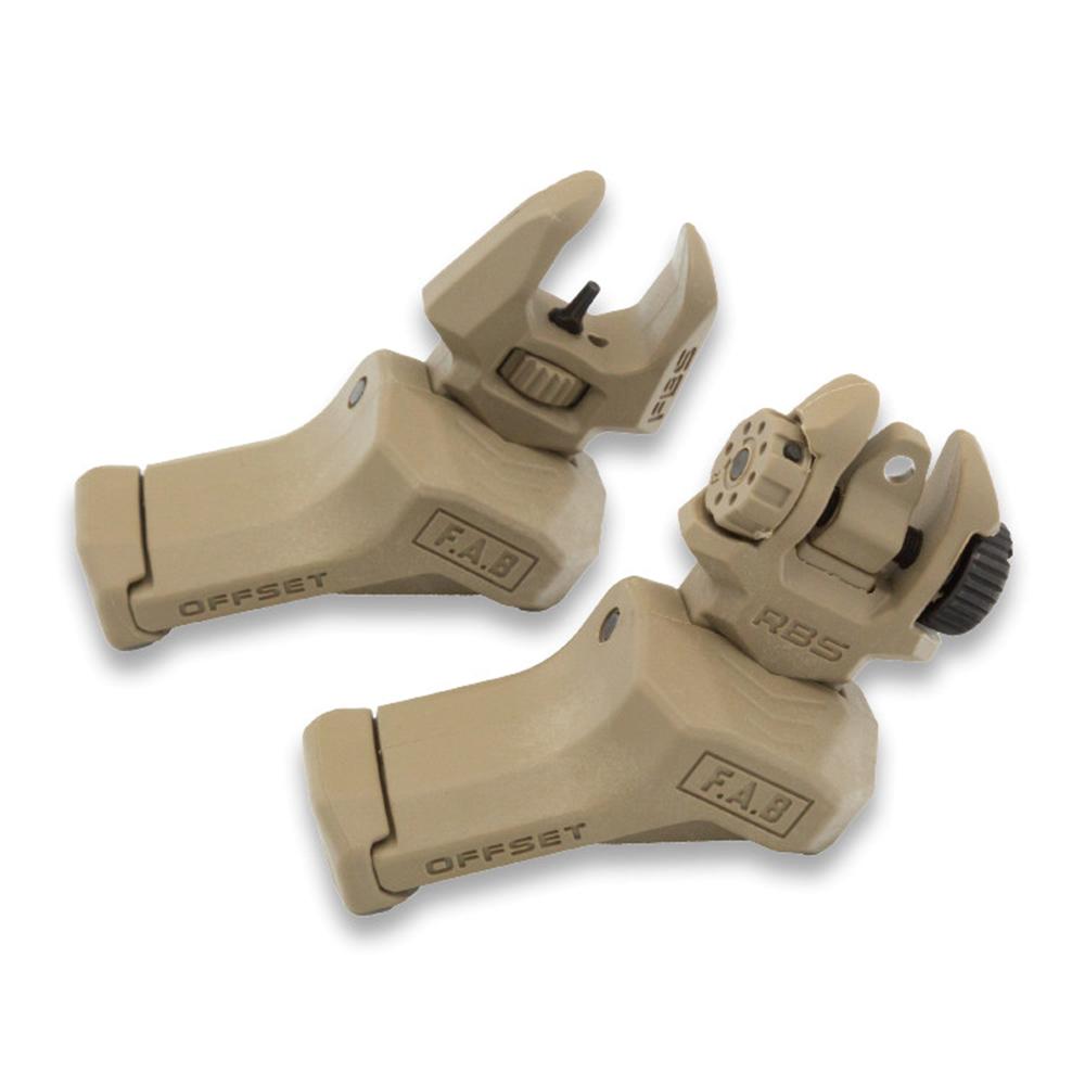 FAB DEFENSE INC. FAB Front And Rear Set of Offset Flip-Up Sights - Right Hand - Tan