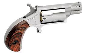 North American Arms NAA 22MS Ported Handgun .22 Magazine 5rd Capacity 1.125" Barrel Silver with Wood Grips