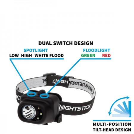 Bayco Products dba NightStick Nightstick Multi Function LED Headlamp White Spotlight White/Red/Green Floodlight Black