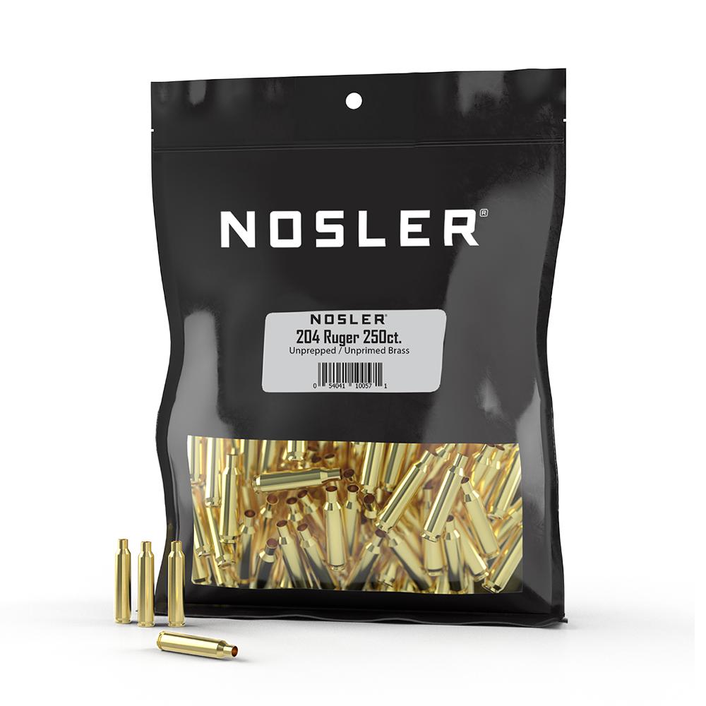 Nosler Bullets Inc. Nosler Unprimed Unprepped Brass Rifle Cartridge Cases .204 Ruger 250/ct (BULK)