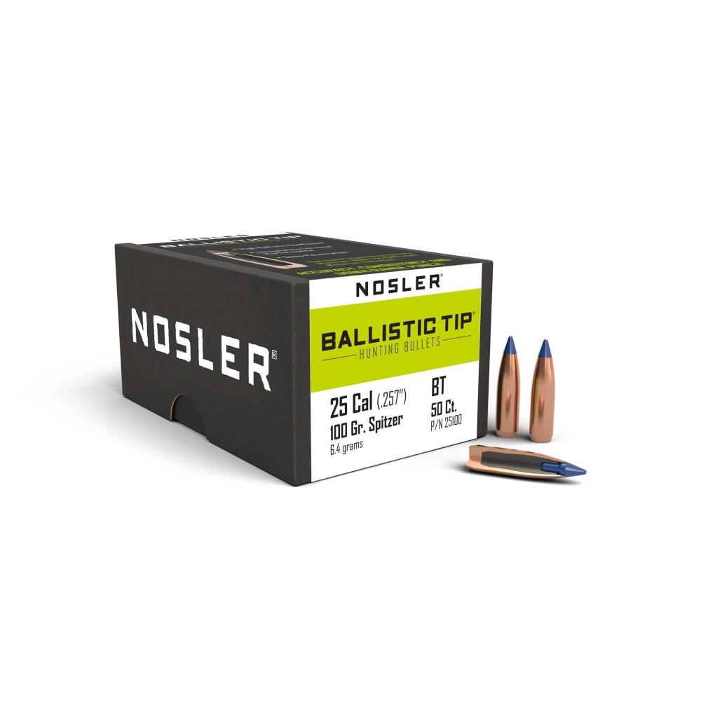 Nosler Bullets Inc. Nosler Ballistic Tip Hunting Rifle Bullets .25 cal .257" 100 gr SBT-BTIP 50/ct