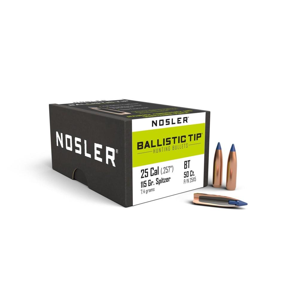 Nosler Bullets Inc. Nosler Ballistic Tip Hunting Rifle Bullets .25 cal .257" 115 gr SBT-BTIP 50/ct
