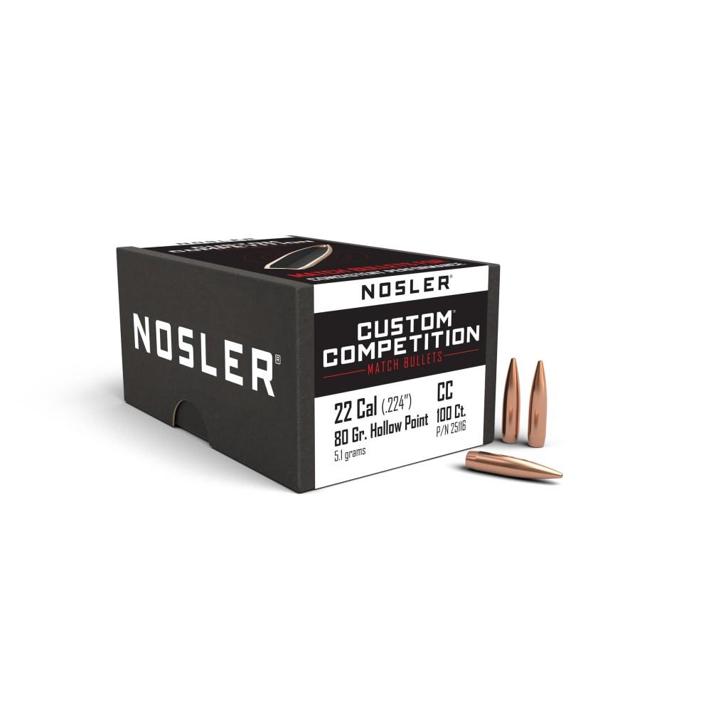 Nosler Bullets Inc. Nosler Custom Competition Rifle Bullets .22 cal .224" 80 gr HPBT 100/ct