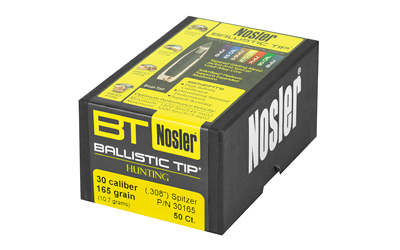 Nosler Ballistic Tip Hunting Rifle Bullets .30 cal .308" 165 gr SBT-BTIP 50/ct Nosler Ballistic Tip Hunting Rifle Bullets .30 cal .308" 165 gr SBT-BTIP 50/ct