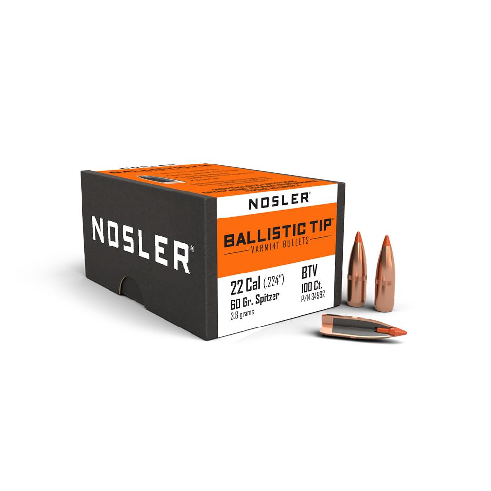 Nosler Bullets Inc. Nosler Ballistic Tip Varmint Rifle Bullets .22 cal .224" 60 gr SBT-SB 100/ct