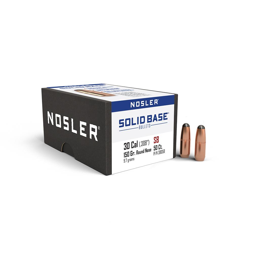 Nosler Bullets Inc. Nosler Solid Base Round Nose Rifle Bullets .30 Cal .308" 150 gr 50/ct