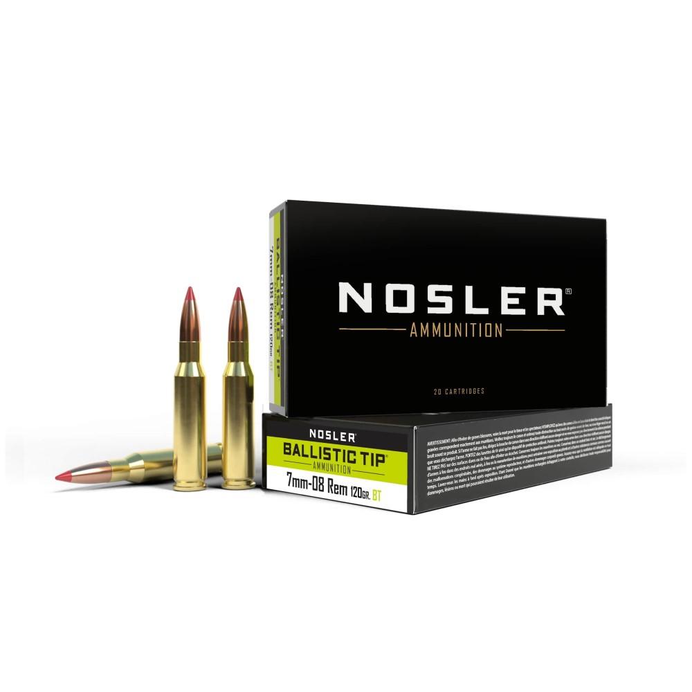 Nosler Bullets Inc. Nosler Ballistic Tip Hunting Rifle Ammunition 7mm-08 120gr PT 3000 fps 20/ct